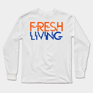 Fresh Living-orange/royal blue Long Sleeve T-Shirt